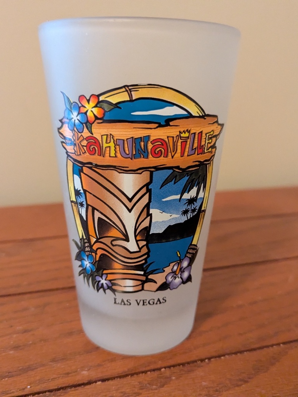Kahunville Las Vegas 16 oz. Frosted Glass Tumbler Tiki Design Memorabilia